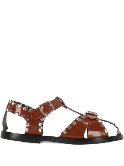 Bally Pasely Studded Glossed-leather Sandals In Multi