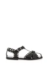 Bally Black Calfskin Leather Sandals With Metal Trim And Buckle Closure In Black