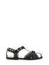 Bally Black Calfskin Leather Sandals With Metal Trim And Buckle Closure In Black
