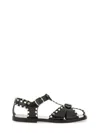 Bally Black Calfskin Leather Sandals With Metal Trim And Buckle Closure In Black