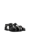 Bally Black Calfskin Leather Sandals With Metal Trim And Buckle Closure In Black