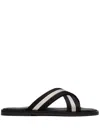 Bally Cross Strap Flat Sole Open Toe Sandals In Black