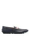 Bally Textured Leather Moccasin In Blue