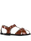 Bally Pasely Studded Glossed-leather Sandals In Russet 50