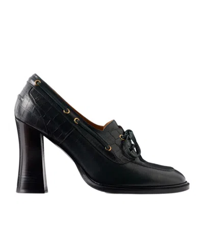 Bally Saule Croc-effect Leather Pumps In Black