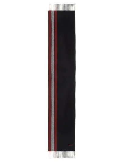 Bally Merino Wool And Cashmere Logo Scarf In Multicolour