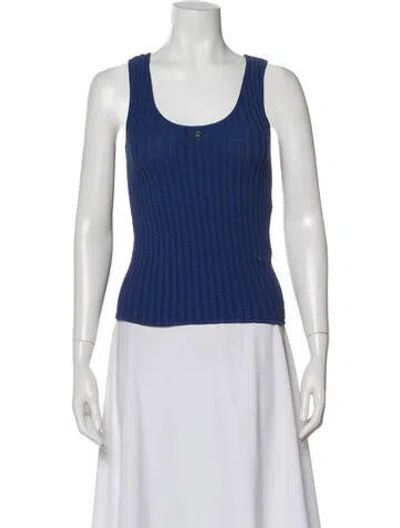 Pre-owned Bally Scoop Neck Sleeveless Top In Blue