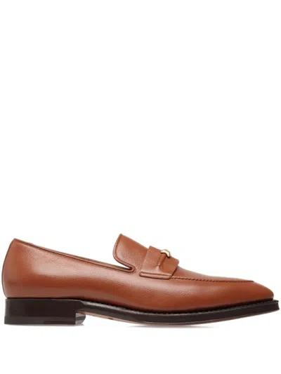 Bally Scribe Grained Leather Loafers In Brown