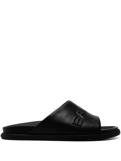 Bally Seaside Logo-embossed Slides In Black