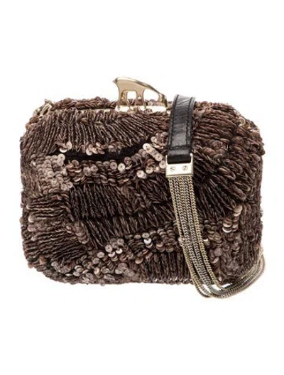 Pre-owned Bally Sequins Shoulder Bag In Brown