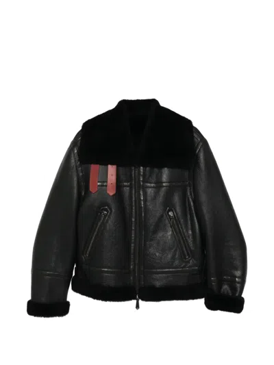 Bally Shearling Belt Jacket In Black