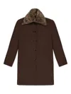 Bally Shearling-collar Wool Coat In Brown