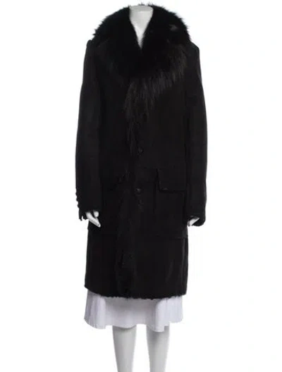 Pre-owned Bally Shearling Fur Coat In Black