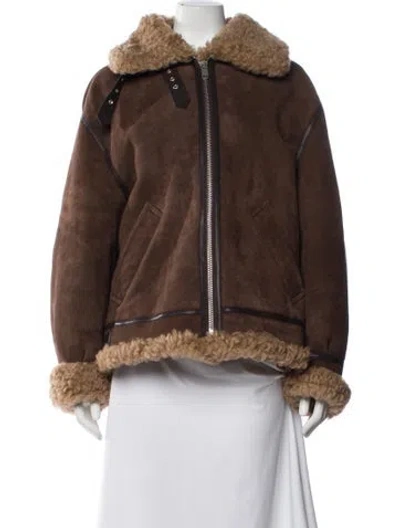 Pre-owned Bally Shearling Fur Jacket In Brown