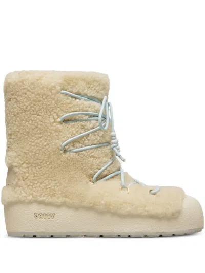 Bally Shearling Lace-up Boots In Neutral