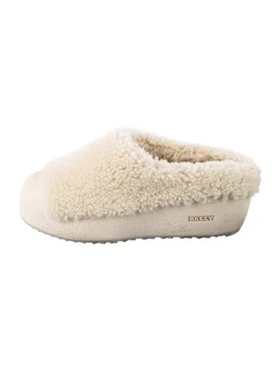 Pre-owned Bally Shearling Mules In Neutral