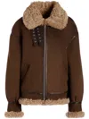 BALLY SHEARLING-TRIM LEATHER JACKET