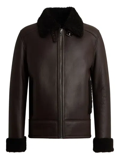 Bally Shearling-trim Leather Jacket In Multi