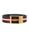Bally Shiffie Belt With Adjustable Fit And Striped Pattern In Black