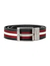 Bally Shiffie Belt With Adjustable Fit And Striped Pattern In Blackredbonepall