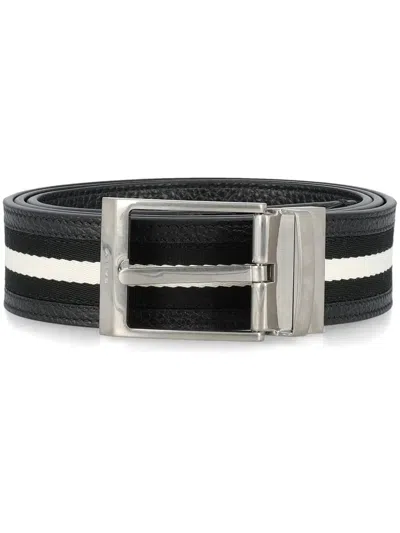 Bally Shiffie 35mm Reversible Belt In Fabric And Leather In Black