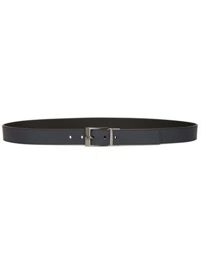 Bally Dress Belt In Midnight Leather In Burgundy
