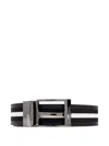 Bally Shiffie Striped Reversible Belt In Black