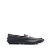 Bally Textured Leather Moccasin In Blue