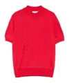 Bally Ribbed High Neck Short Sleeve Top In Red