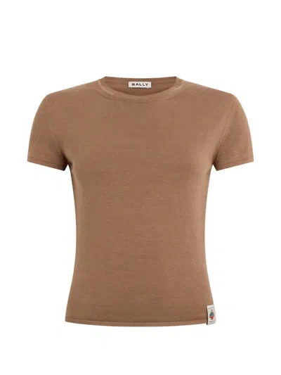 Bally Short-sleeved Knitted T-shirt In Brown