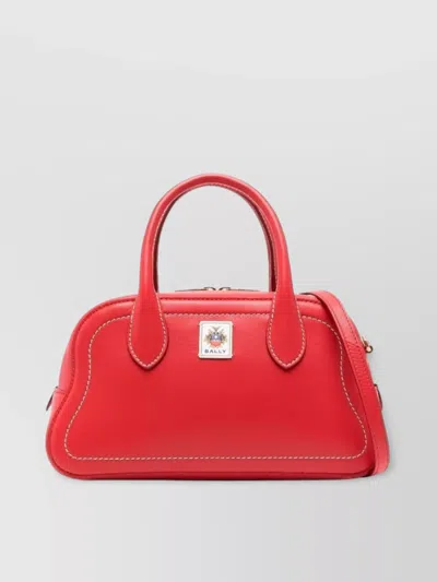 Bally Shoulder Bag Contrast Stitching In Red
