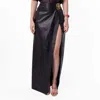 Bally Side Split Leather Skirt In Black