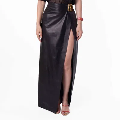 Bally Side Split Leather Skirt In Black