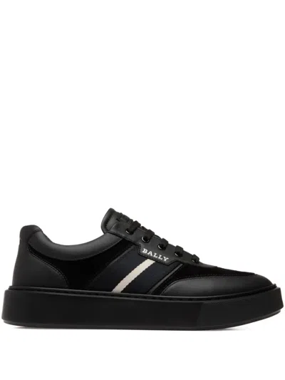 Bally Side-stripe Leather Sneakers In Black