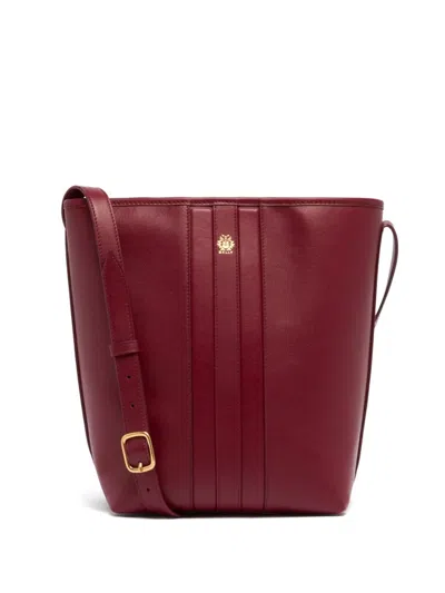 Bally Signature Leather Bucket Bag In Burgundy