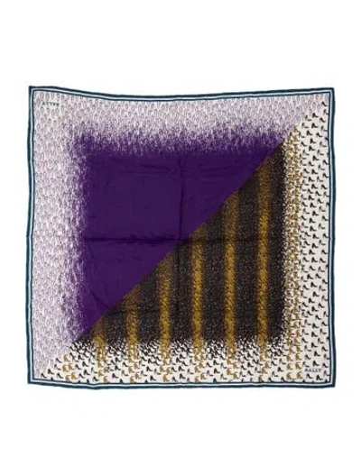 Pre-owned Bally Silk Graphic Print Scarf In Blue