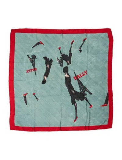 Pre-owned Bally Silk Graphic Print Scarf In Green