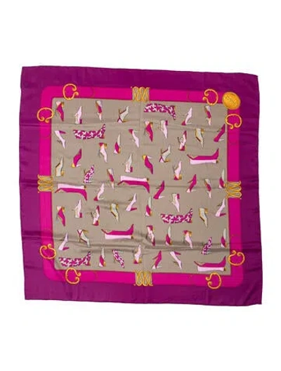 Pre-owned Bally Silk Graphic Print Scarf In Purple