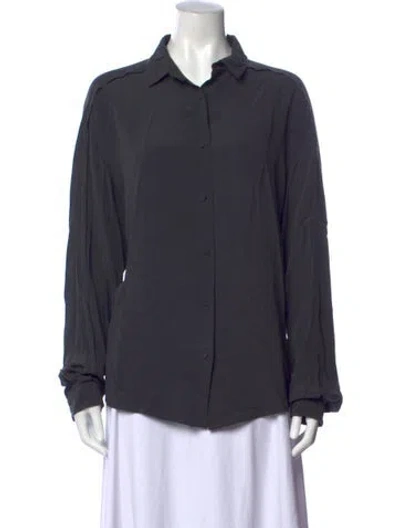 Pre-owned Bally Silk Long Sleeve Button-up Top In Grey