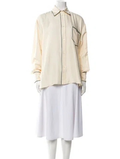Pre-owned Bally Silk Long Sleeve Button-up Top In Neutral