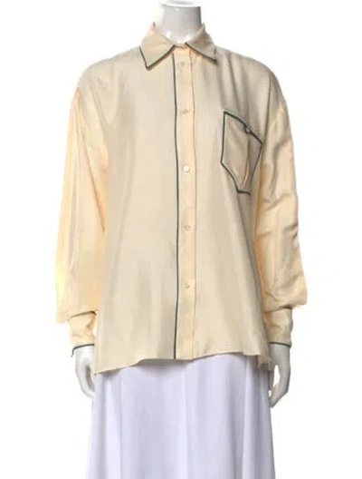 Pre-owned Bally Silk Long Sleeve Button-up Top W/ Tags In Neutral