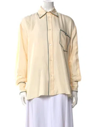Pre-owned Bally Silk Long Sleeve Button-up Top W/ Tags In Neutral