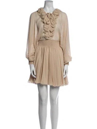 Pre-owned Bally Silk Mini Dress In Neutral