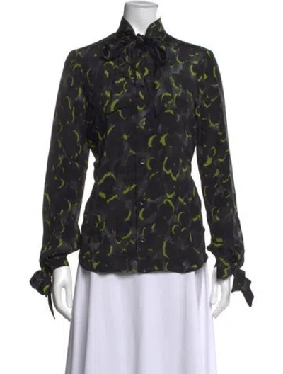 Pre-owned Bally Silk Printed Blouse In Black