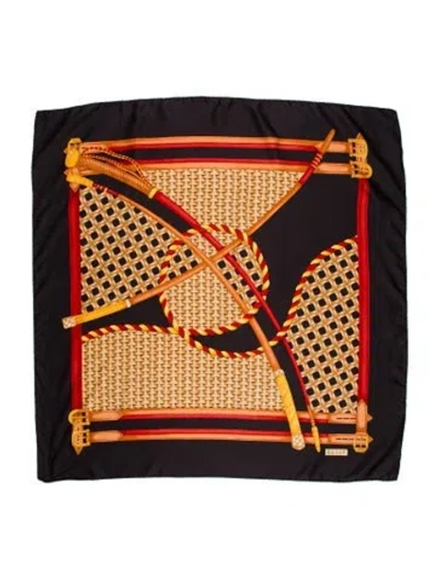 Pre-owned Bally Silk Printed Scarf In Black
