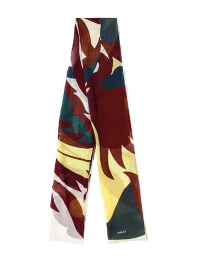 Pre-owned Bally Silk Printed Scarf In Burgundy