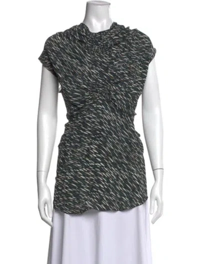 Pre-owned Bally Silk Printed Top In Green