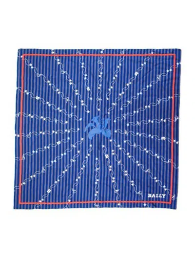 Pre-owned Bally Silk Striped Scarf In Blue
