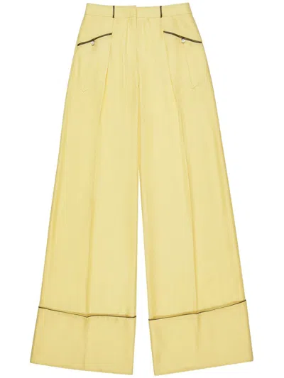 Bally Silk Tailored Trousers In Yellow