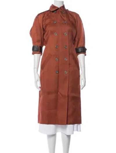 Pre-owned Bally Silk Trench Coat In Orange